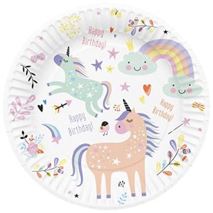 Folat 61927 papierowe talerze papierowe, okrągłe, Ø jednorożców i tęcz, 23 cm, 8 sztuk jednorazowych naczyń na przyjęcia urodzinowe, baby shower, wesele, wieczór panieński, wielokolorowe Folat 61927 papierowe talerze papierowe, okrągłe, Ø jednorożców i tęcz, 23 cm, 8 sztuk jednorazowych naczyń na przyjęcia urodzinowe, baby shower, wesele, wieczór panieński, wielokolorowe