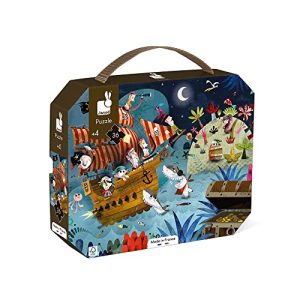 Janod Puzzle dla Dzieci – Wyprawa po Skarbach w Walizce – 36 Szt