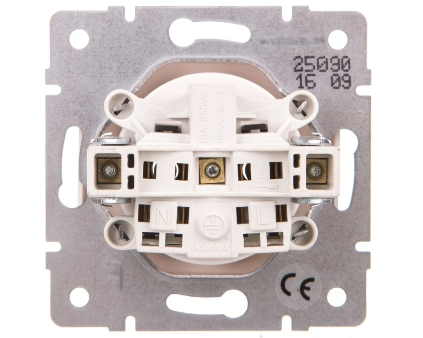 LOGI Gniazdo pojedyncze 2P+Z śrubowe 16A 250V Biały 25090 - obrazek 2
