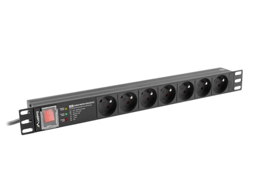 LISTWA ZASILAJĄCA RACK PDU PRO 19 LANBERG 1U 16A 7X 230V PL SPD‑3MP 2M CZARNA - obrazek 1