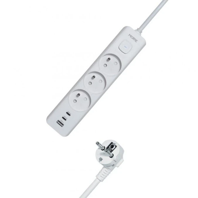 Listwa zasilająca MORRE M405 – 3 gniazda, USB‑A 12W, 2x USB‑C 12W, 1,5 m - obrazek 1