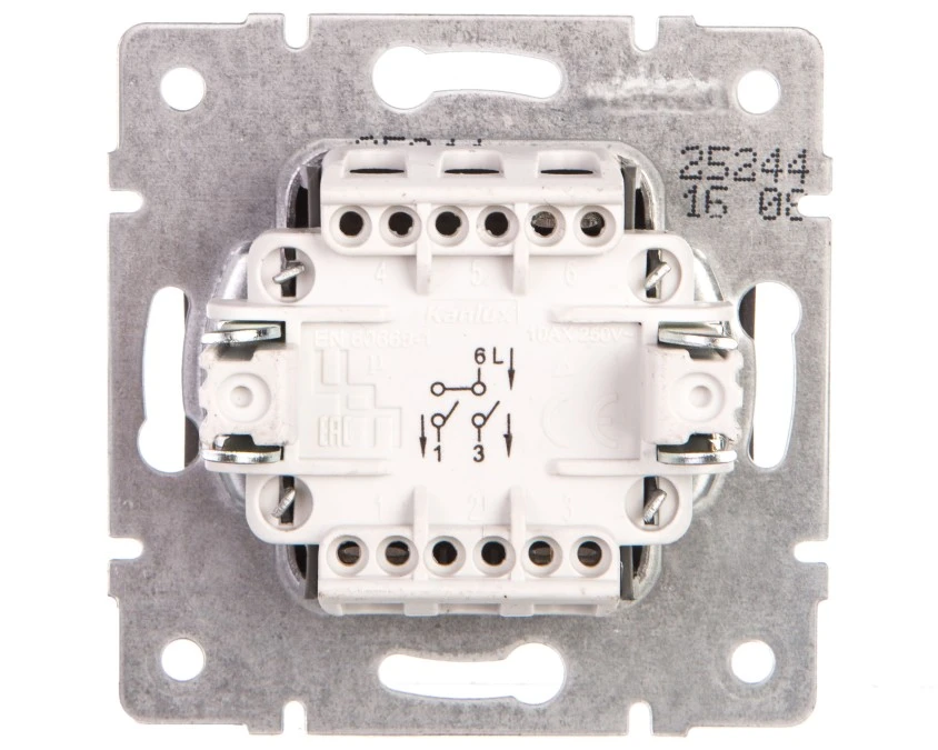 LOGI Łącznik dwugrupowy świecznikowy śrubowy 10AX 250V grafit 021010141 25244 - obrazek 2