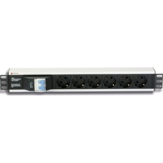 listwa rack 19 1.5u, 6x schuko, wyłącznik nadprądowy, /3 m/ - obrazek 1