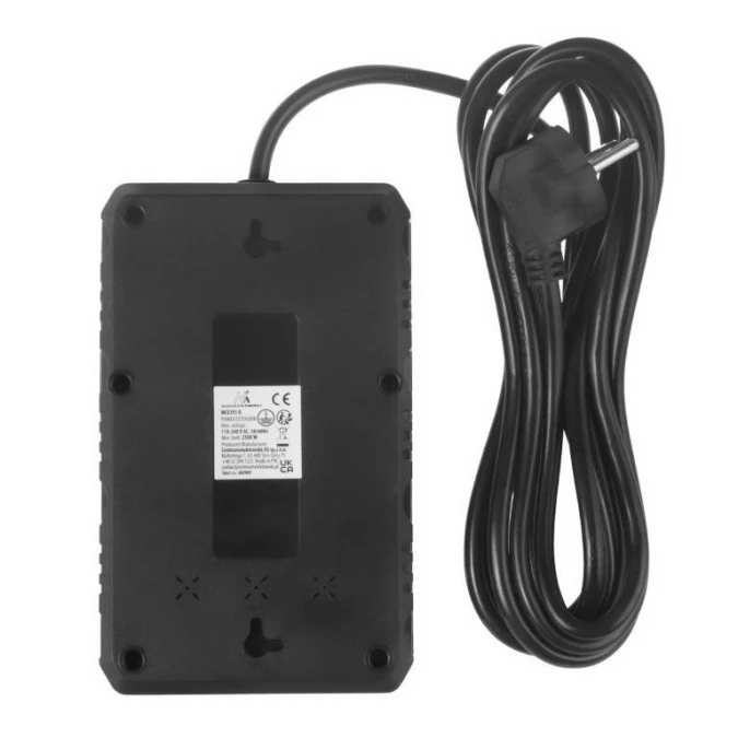 Listwa zasilająca Maclean, przedłużacz 4 gniazda + 3xUSB, 110‑240V AC 50/60Hz, 2.1A max 2500W, 3m, czarna ,MCE393 B - obrazek 3