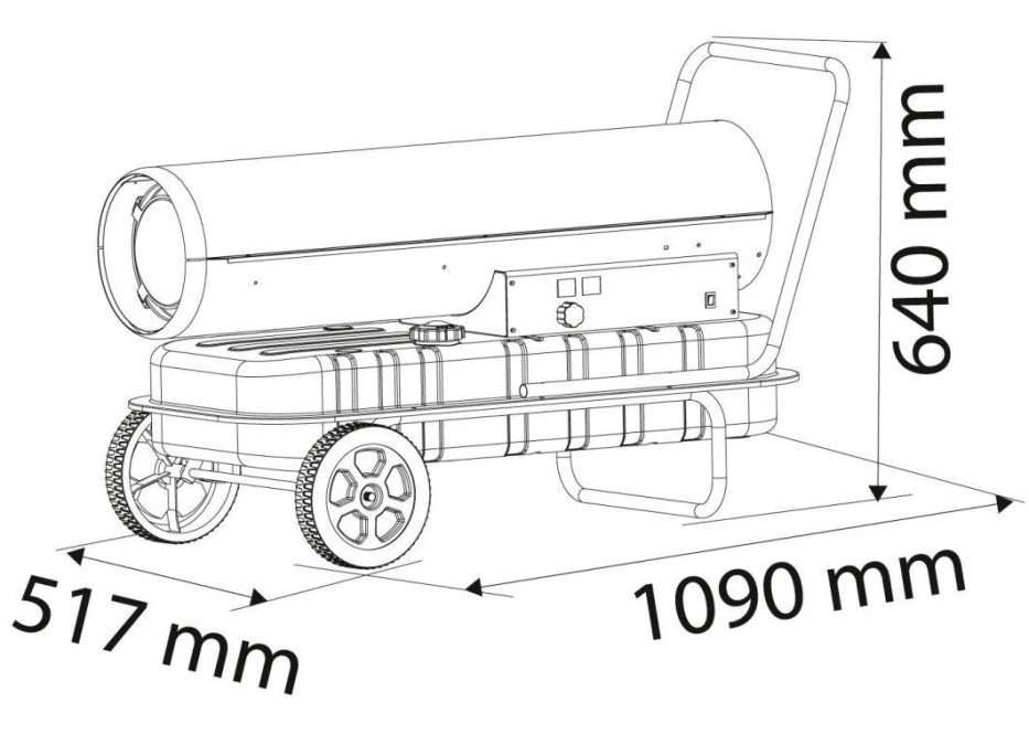 Nagrzewnica olejowa 50kW zbiornik 50l kółka 90‑082 - obrazek 3