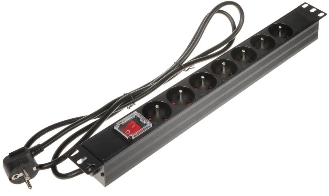 Listwa zasilająca do szaf RACK 19cali PD‑7/R‑N 1.8m - obrazek 1
