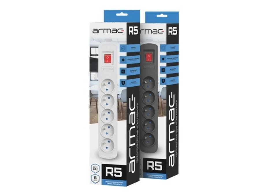 LISTWA ZASILAJĄCA ARMAC R5 5M 5X 230V PL 10A CZARNA R5/50/CZ - obrazek 3