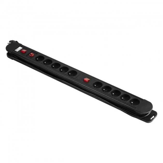 Listwa zasilająca, 10 gniazd 2P+Z, kabel 3x1,5mm2, długość 1,5m, 2xWyłącznik podświetlany dwutorowy, Wyłącznik termi,PS‑3/B/1,5M - obrazek 3