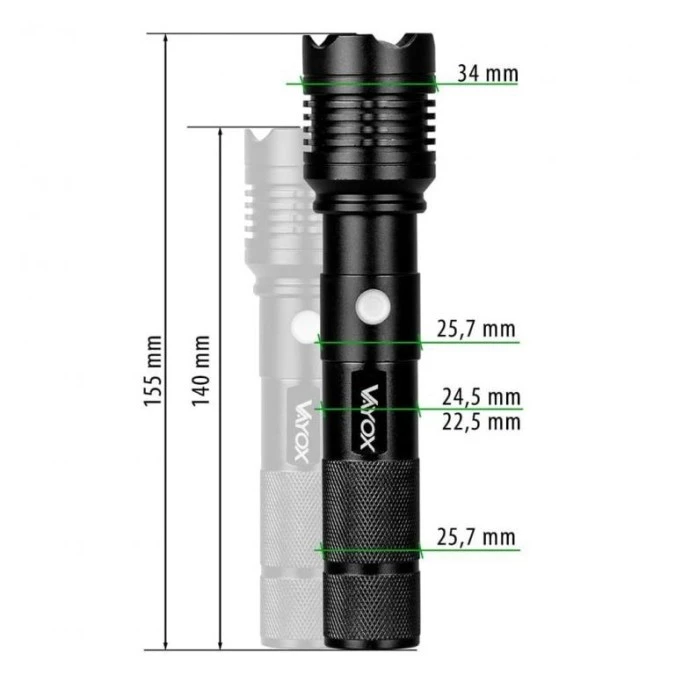 Latarka taktyczna XHP50 800lm USB‑C VA0116 Vayox - obrazek 3