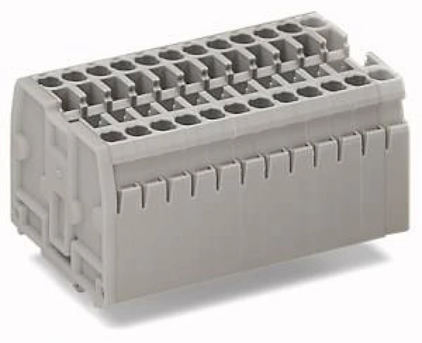 Listwa zaciskowa 2‑przewodowa 2,5mm2 5‑torowa jasnoszara stopki montażowe 869‑185 /100szt./ - obrazek 1