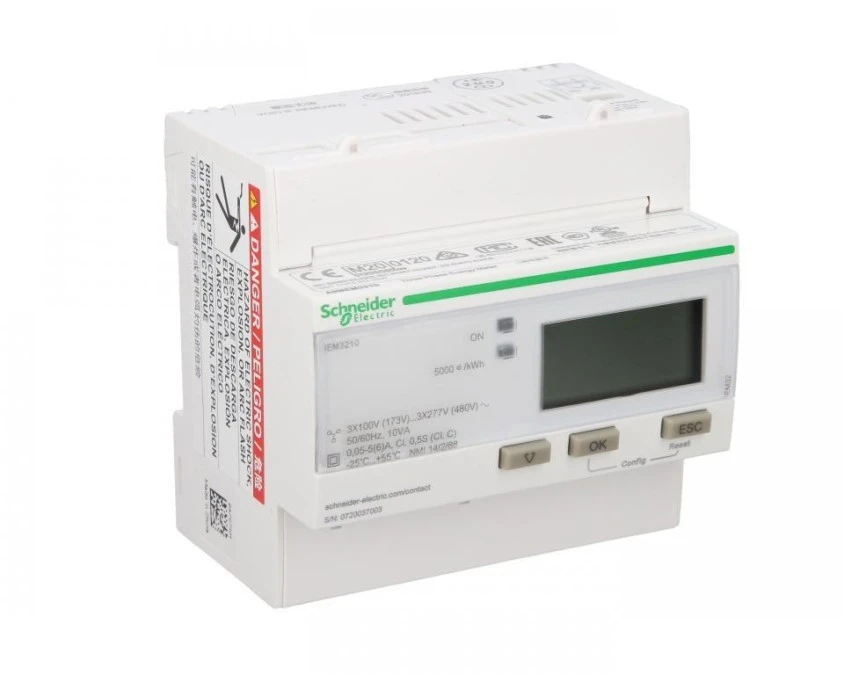 Licznik energii elektrycznej 1/3‑fazowy 5A przekładnik 100‑277/173‑480V kl.0,5S/C impulsowy MID cyfrowy iEM3210 CT A9MEM3210 - obrazek 3
