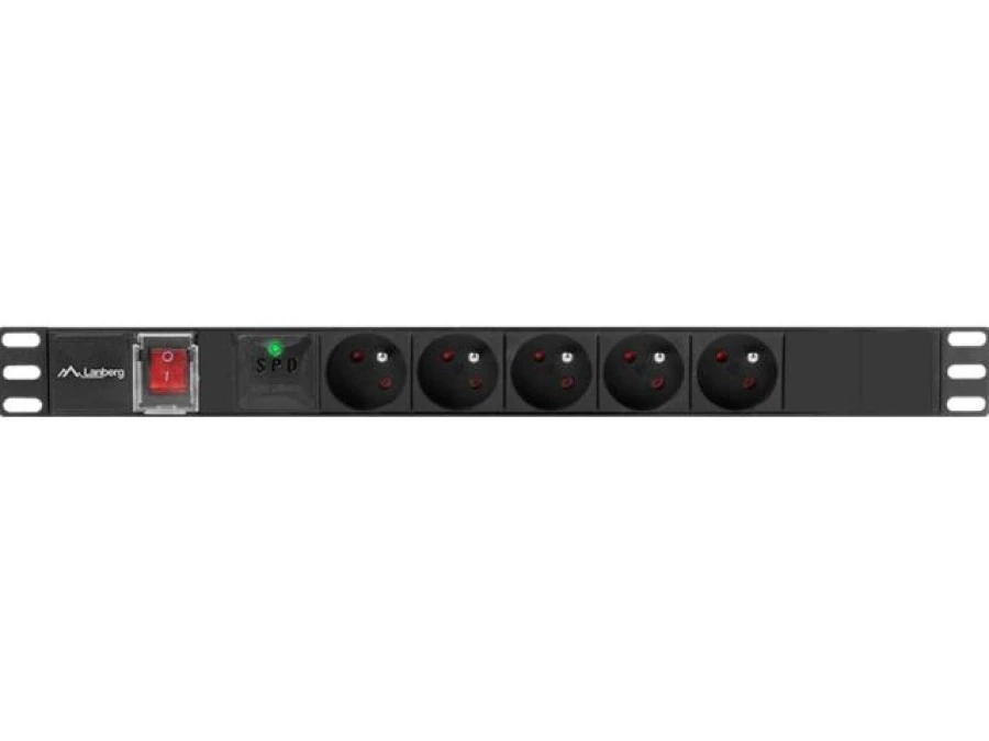 Listwa zasilająca RACK PDU 19 LANBERG 1U 16A 5X 230V PL 2M czarna PDU‑05E‑0200‑BK - obrazek 3