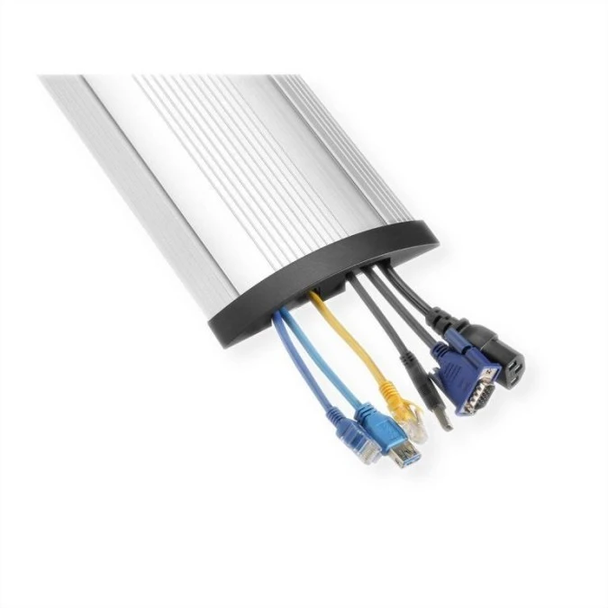 Listwa maskująca przewody TV maskownica napodłogowa naścienna 139x22mm srebrna aluminium 1,1m - obrazek 3