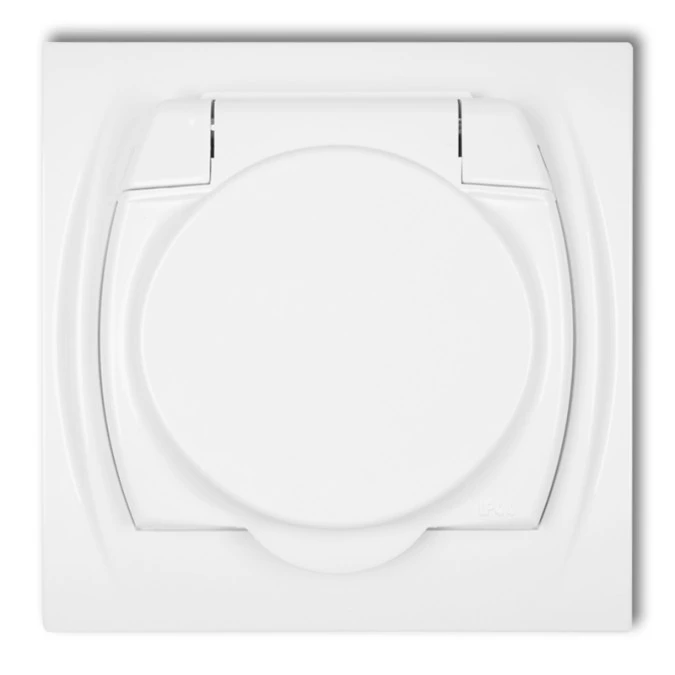 LOGO Gniazdo bryzgoszczelne z/u SCHUKO (klapka biała) biały LGPB‑1sp - obrazek 1