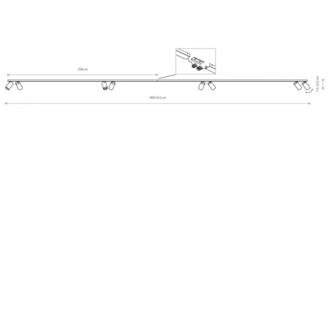 Listwa sufitowa 400cm MONO VIII 2x200 BLACK 7722 Nowodvorski Lighting - obrazek 2