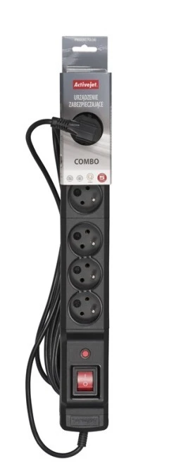 Listwa przeciwprzepięciowa Activejet ACJ COMBO 6Gn 10m (6 x UTE 10m kolor czarny) - obrazek 2