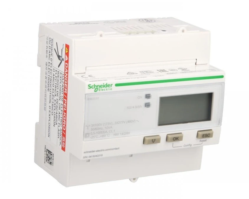 Licznik energii elektrycznej 1/3‑fazowy 63A 100‑277/173‑480V kl.1 Modbus cyfrowy modułowy iEM3150 A9MEM3150 - obrazek 3