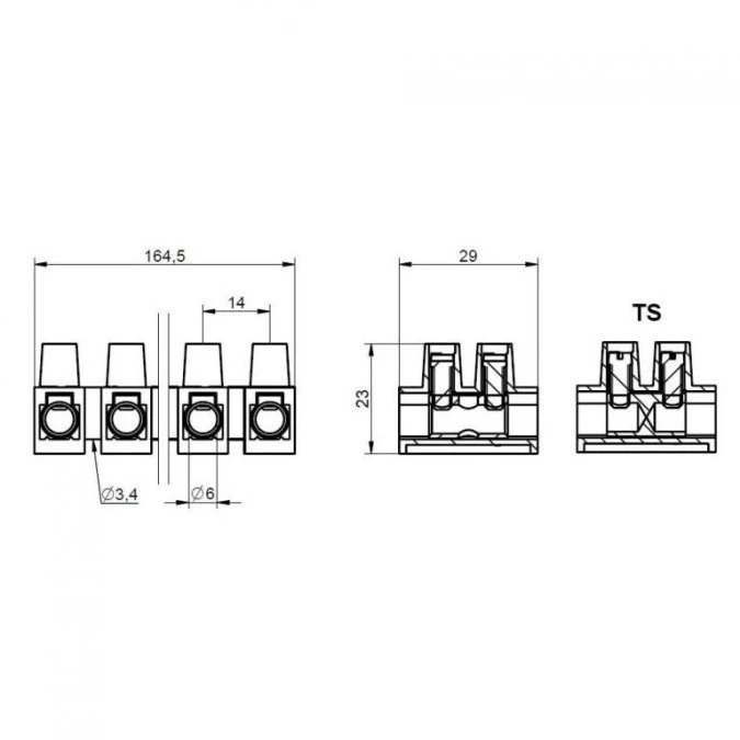 Listwa zaciskowa gwintowa MT 1116 TS ‑ 16 mm² ‑ 12‑torowa - obrazek 2