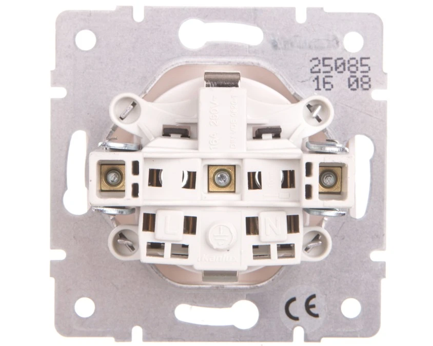 LOGI Gniazdo pojedyncze 2P+Z Schuko śrubowe 16A 250V Biały 25085 - obrazek 2