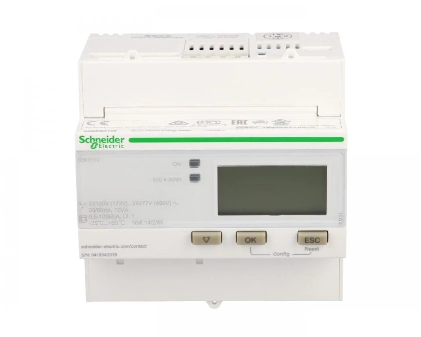 Licznik energii elektrycznej 1/3‑fazowy 63A 100‑277/173‑480V kl.1 Modbus cyfrowy modułowy iEM3150 A9MEM3150 - obrazek 1