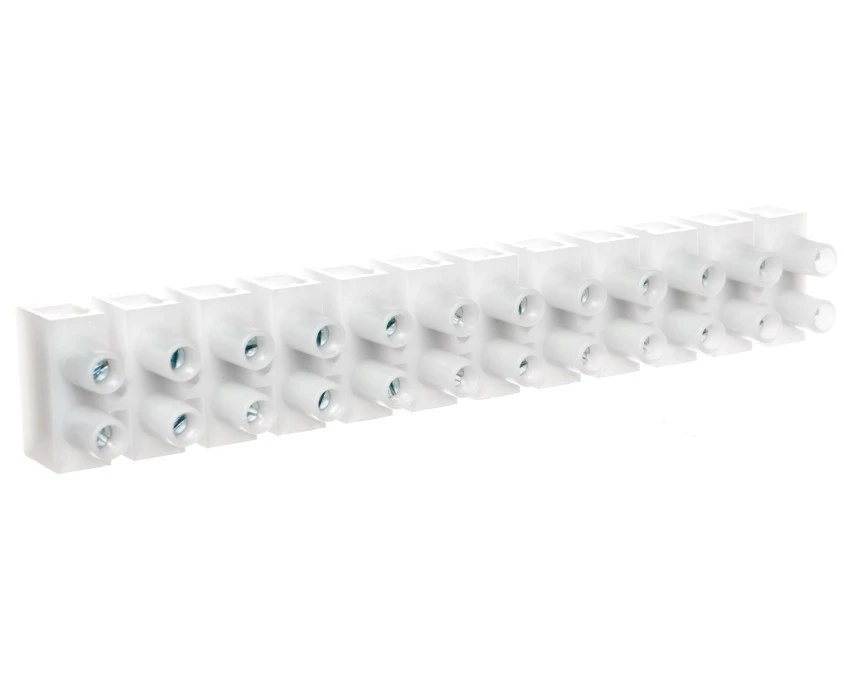 Listwa zaciskowa gwintowa 12‑torowa 10mm2 poliamidowa PA66 z podkładką biała 89094110 - obrazek 1