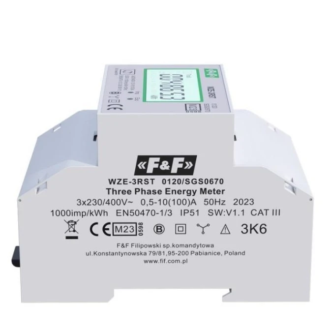 Licznik zużycia energii elektrycznej z MID z kasowalnym dodatkowym wskazaniem 3‑fazowy WZE‑3RST - obrazek 3