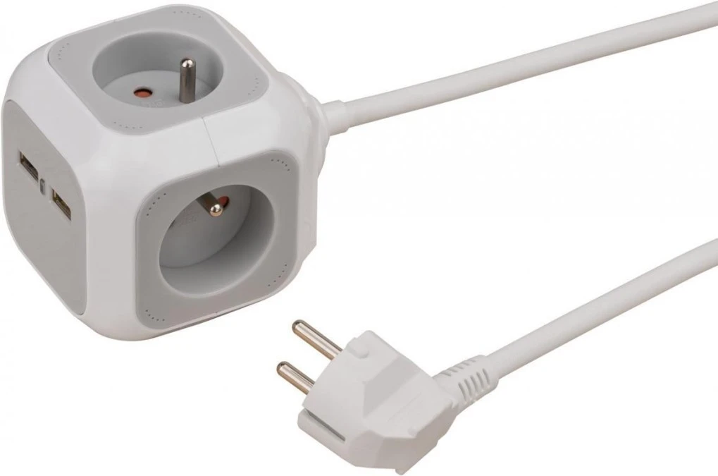 Listwa zasilająca z USB 4 gniazda, 1,4m H05VV‑F3G1,5 *FR/BE* ALEA‑Power 1150101 - obrazek 1