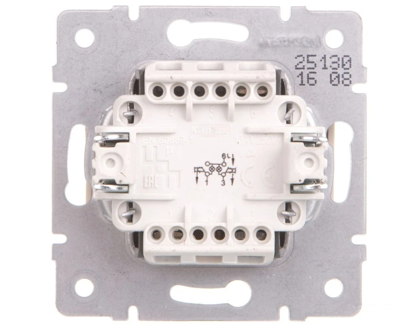 LOGI Łącznik zwierny podwójny LED śrubowy 10AX 250V kremowy 021023103 25130 - obrazek 2