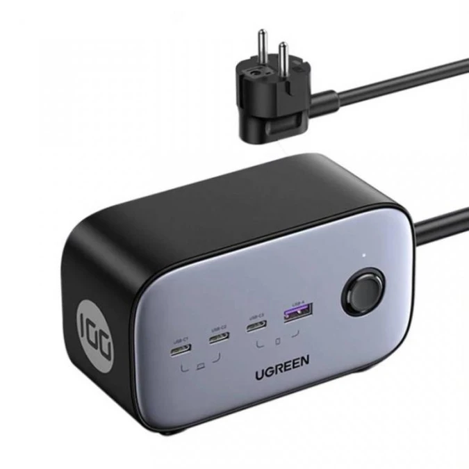 Listwa zasilająca EU UGREEN CD270, 3x USB‑C, 1x USB‑A , 2x AC, 100W, 1.8m Kabel USB‑C do Micro USB UGREEN 15232, 1m (czarny) - obrazek 1