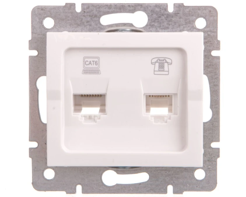 LOGI Gniazdo teleinformatyczne (RJ45 Cat 6+RJ11) Biały 25113 - obrazek 1