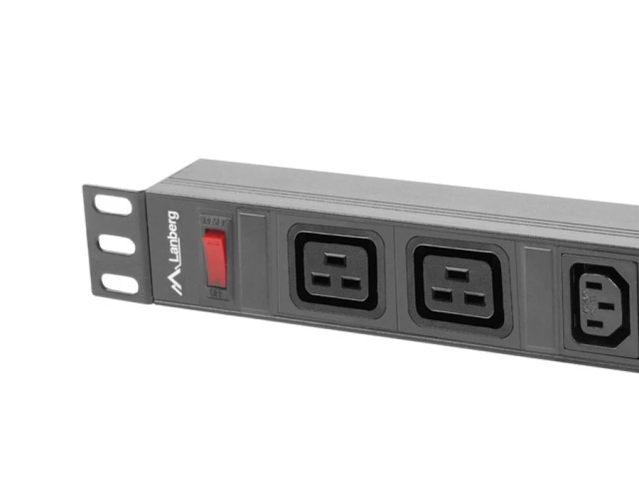 Listwa zasilająca RACK PDU 19 LANBERG 1U 16A 2X C19 8X IEC C13 2M czarna C20 - obrazek 3
