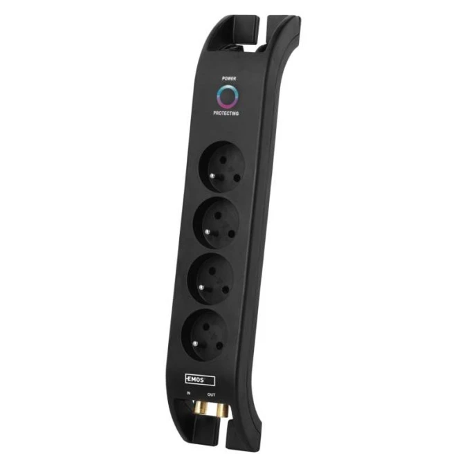 Listwa zasilająca przeciwprzepięciowa 1800J, TV, 4 gniazda 2m, czarna P54022 - obrazek 2