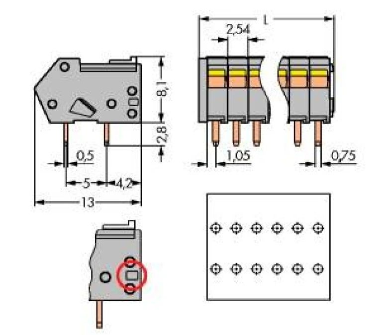 Listwa zaciskowa do płytek drukowanych 3‑biegunowa pomarańczowa raster 2,54mm 218‑503/000‑012 /100szt./ - obrazek 2