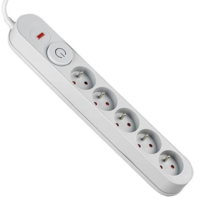 Listwa zasilająca z układem przeciwprzepięciowym,1,5m 5 gniazd, włącznik szara VA0246‑1,5 VAYOX - obrazek 1