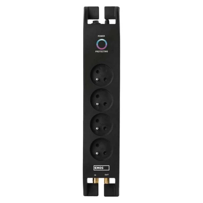 Listwa zasilająca przeciwprzepięciowa 1800J, TV, 4 gniazda 2m, czarna P54022 - obrazek 1