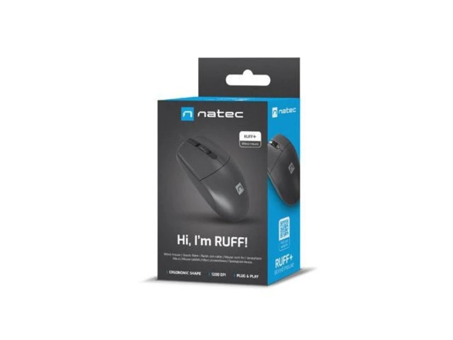 Mysz NATEC RUFF PLUS 1200DPI CZARNA - obrazek 2