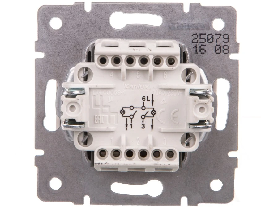 LOGI Łącznik dwugrupowy świecznikowy z LED śrubowy 10AX 250V biały 021120102 25079 - obrazek 2