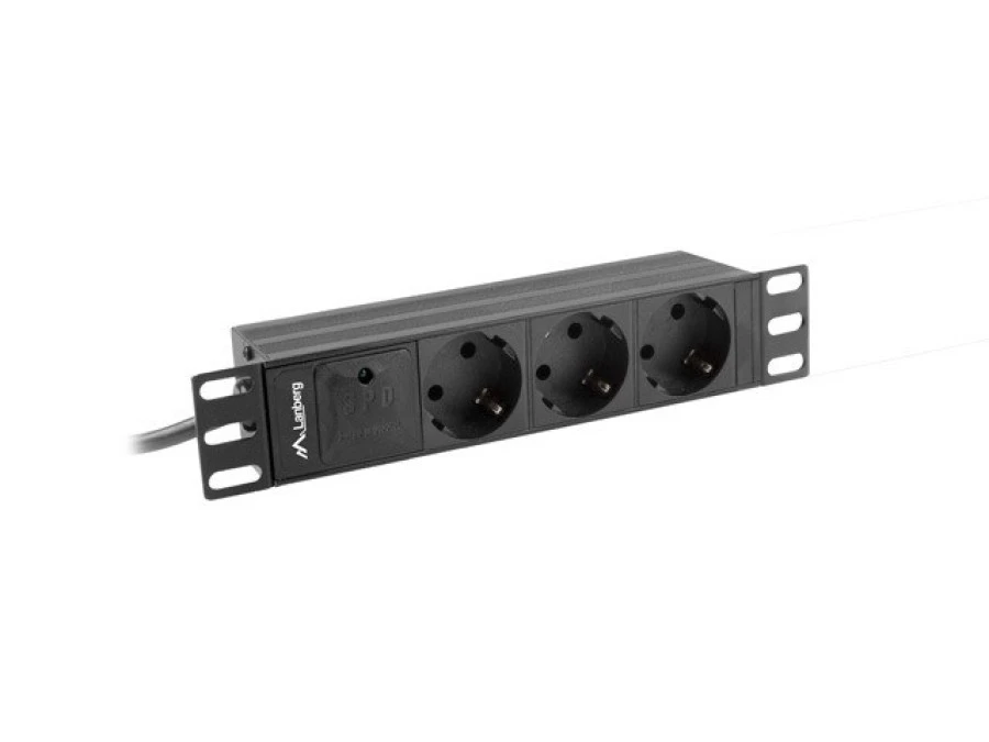 LISTWA ZASILAJĄCA RACK PDU 10 LANBERG 1U 16A 2M 3X SCHUKO CZARNA - obrazek 1