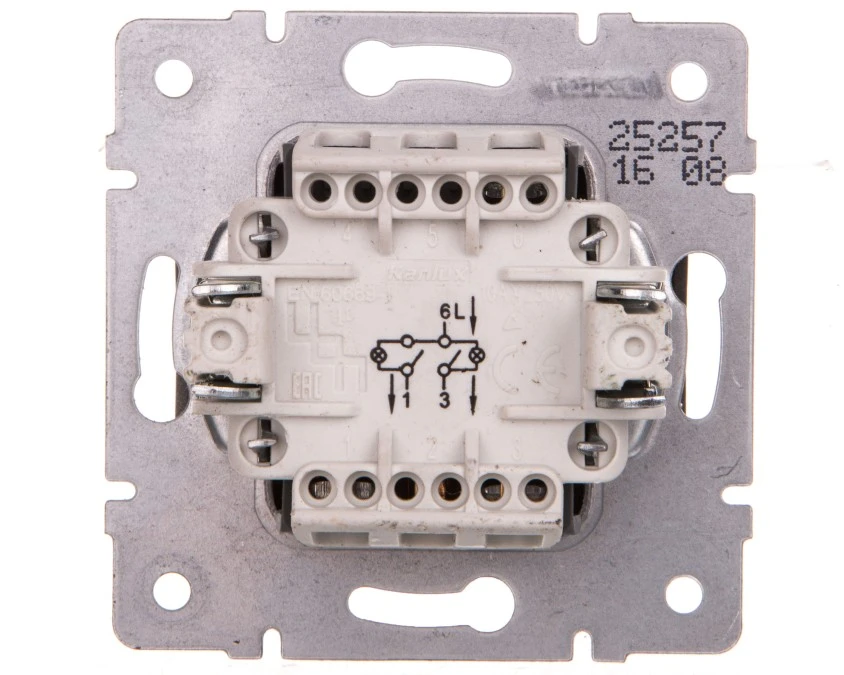 LOGI Łącznik dwugrupowy świecznikowy z LED śrubowy 10AX 250V grafit 021120141 25257 - obrazek 2