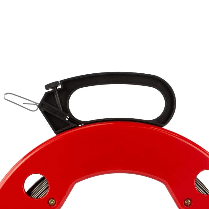 Linka stalowa do przeciągania kabli 1,3x3mm 20m czerwona kaseta NEKU - obrazek 3