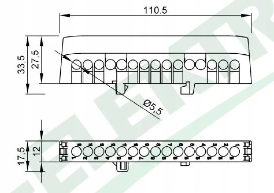 Listwa ochronna ZPI 15‑modułowa (15x16mm2) IP20 AL/CU ‑ niebieska - obrazek 2