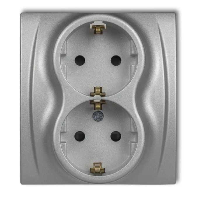 LOGO Gniazdo podwójne z/u SCHUKO srebrny metalik 7LGP‑2sp - obrazek 1