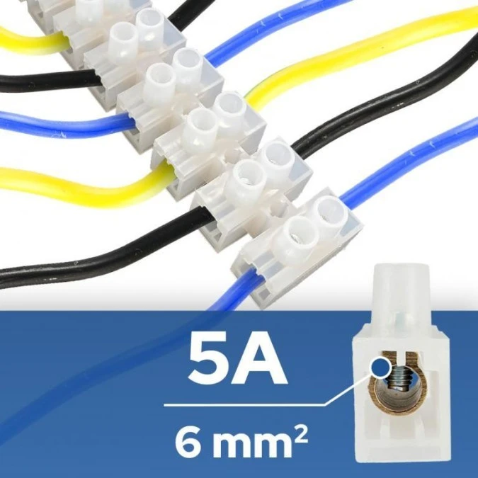 Listwa zaciskowa LTF 12‑torowa do 6mm² 5A biała HOROZ 10szt. - obrazek 1