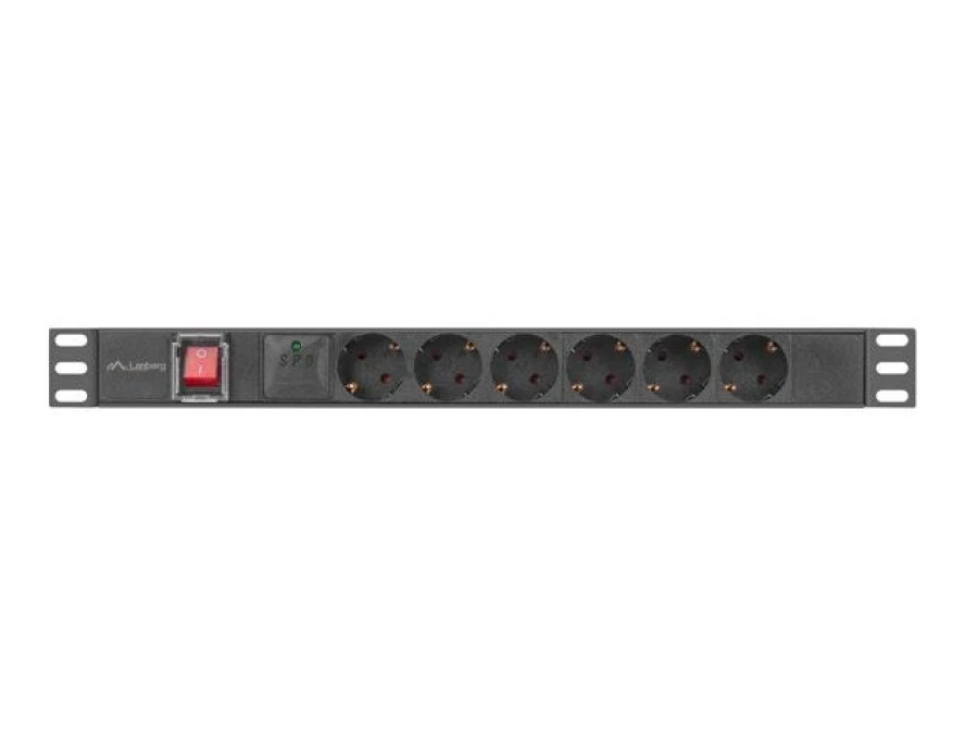 Listwa zasilająca RACK PDU 19 LANBERG 1U 16A 6X 230V SCHUKO 2M czarna PDU‑06F‑0200‑BK - obrazek 2
