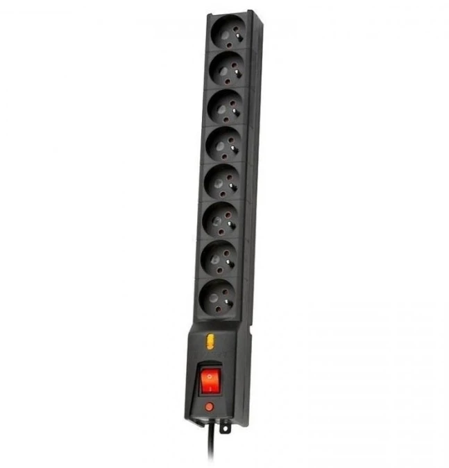 Listwa przeciwprzepięciowa Lestar LX 810 G‑A 1,5m (8 x UTE 10 A 1,5m kolor czarny) - obrazek 1