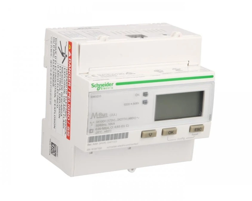 Licznik energii elektrycznej 1/3‑fazowy 5A przekładnik 100‑277/173‑480V kl.0,5S/C M‑Bus MID taryfowy cyfrowy iEM3235 A9MEM3235 - obrazek 3
