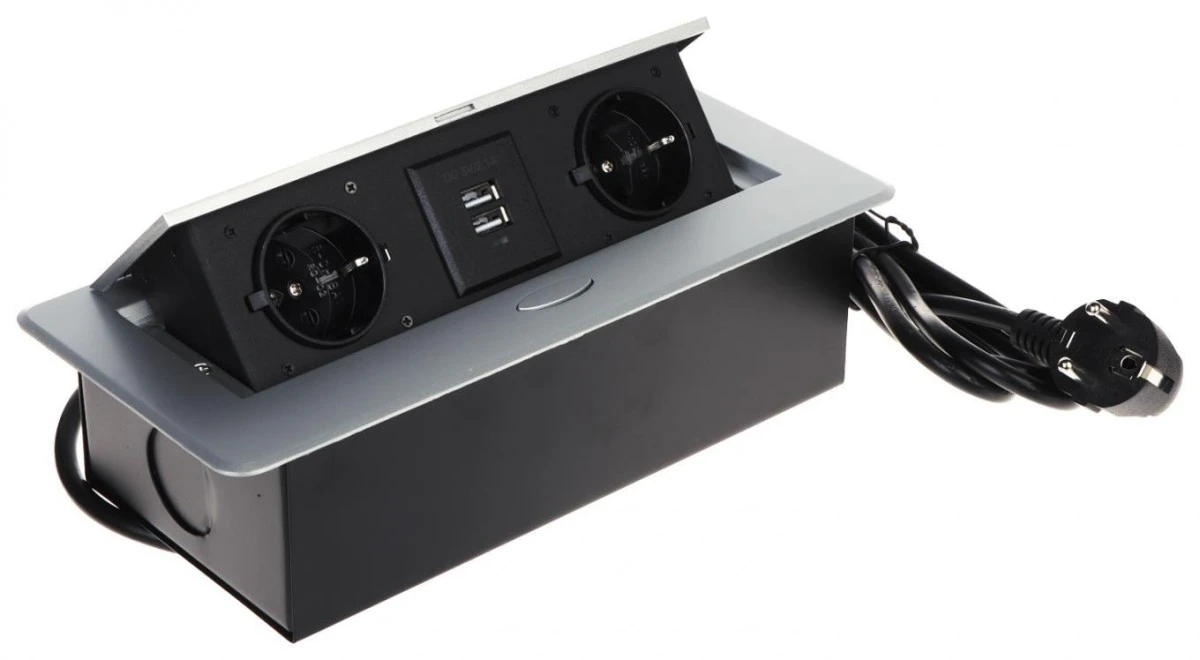 Listwa zasilająca meblowa 2‑gniazda + 2xUSB FPS‑2S2U/CABLE