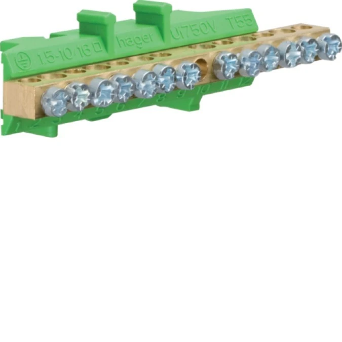 Listwa przyłączeniowa 13 otworów zielona 6x16mm2 7x10mm2 KM13E - obrazek 2