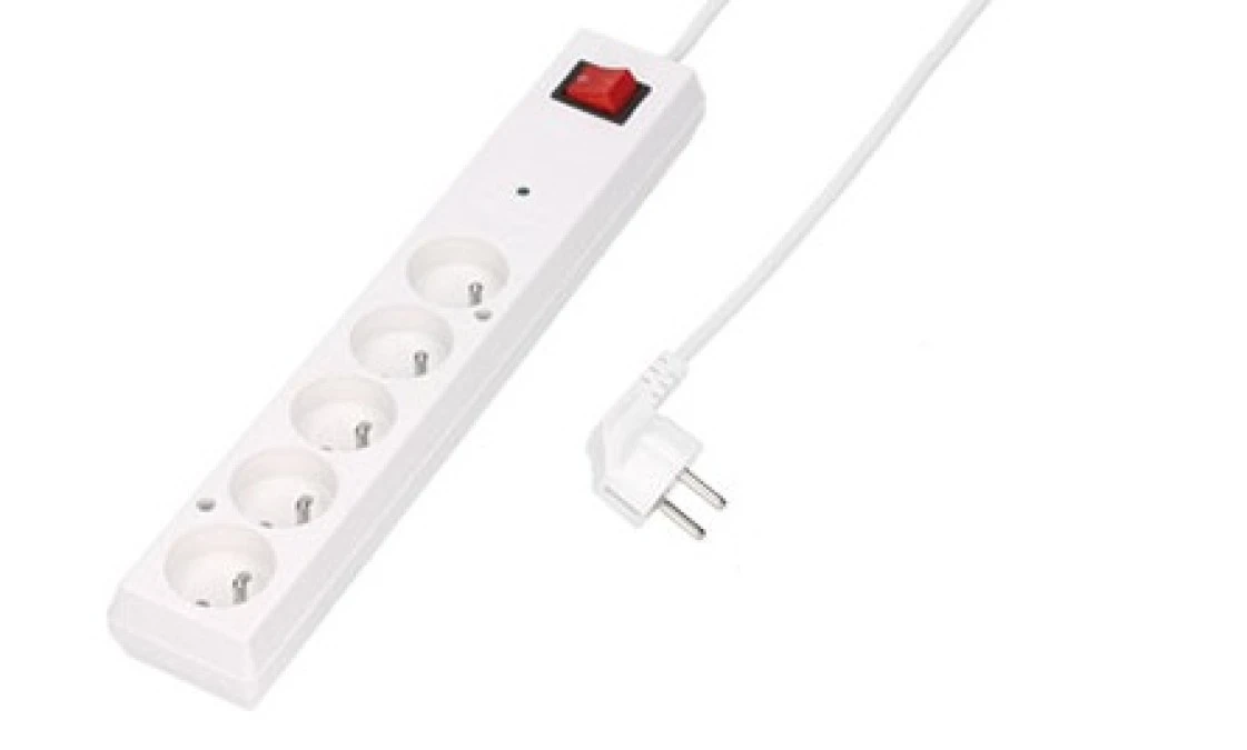 Listwa przeciwprzepięciowa PS‑5PF z filtrem 5‑gniazd z/u 10A 1,5m /OMY 3x1/ biała - obrazek 1