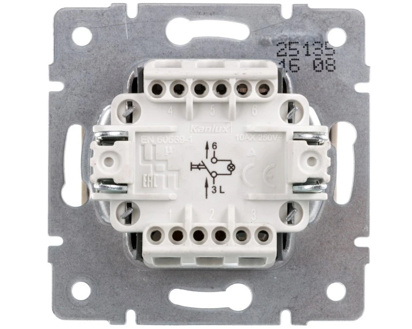 LOGI Łącznik zwierny dzwonek z LED śrubowy 10AX 250V kremowy 021080103 25135 - obrazek 2